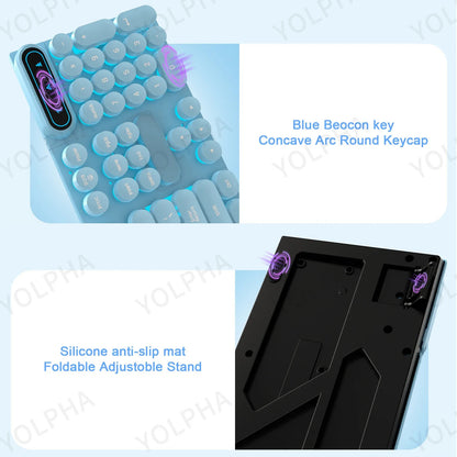 WIRED KEYBOARD 104 Keys RGB BACKLIT GAMING ERGONOMIC Colorful Magical Punk Cap