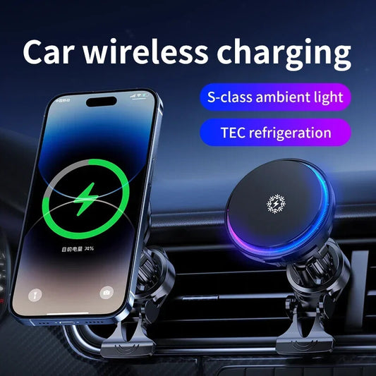 MAGNETIC WIRELESS CAR CHARGER MOUNT PHONE HOLDER FAST For APPLE IPHONE COOLING