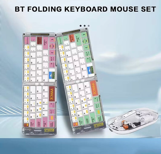 Foldable Transparent Bluetooth Keyboard & Mouse Set | Wireless, Portable, Travel