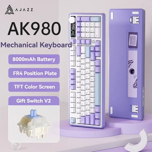 Wireless Wired Mechanical Keyboard 98 keys RGB TFT Display Knob Hot SWAP SWITCH