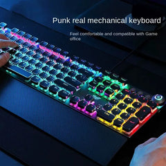 Wired Mechanical Keyboard 104 keys Blue Switch, 22 Mixed Backlight Design