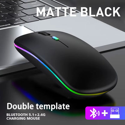 WIRELESS MOUSE RECHARGABLE LED LIGHTS Ergonomic SILENT Click 1600 DPI 4 Buttons