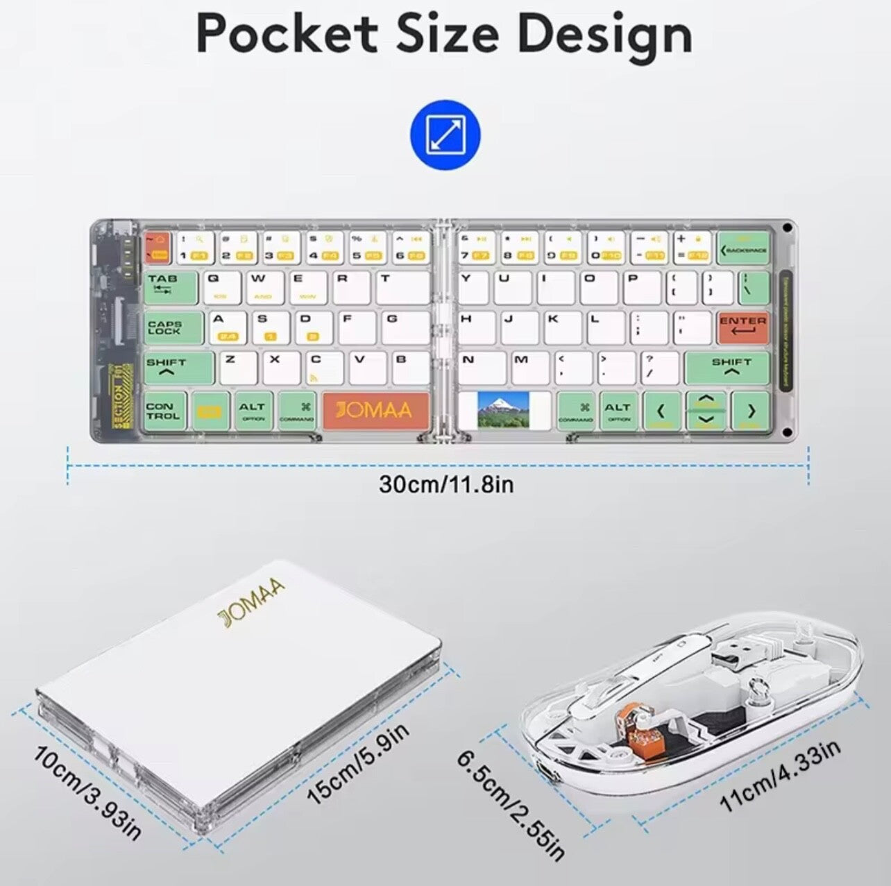 Foldable Transparent Bluetooth Keyboard & Mouse Set | Wireless, Portable, Travel