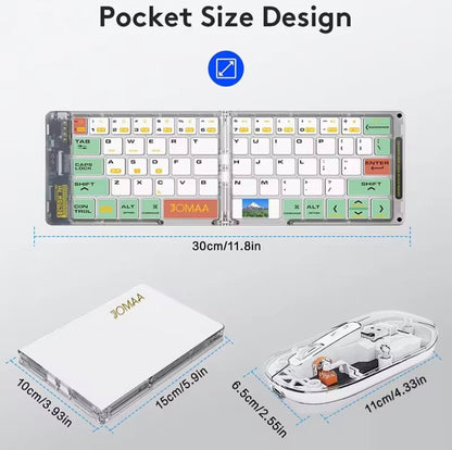 Foldable Transparent Bluetooth Keyboard & Mouse Set | Wireless, Portable, Travel