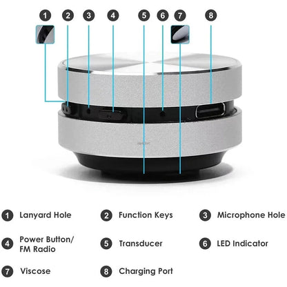 BLUETOOTH SPEAKER MINI CONDUCTION STEREO SOUND AMPLIFIER with CALL MIC FM RADIO
