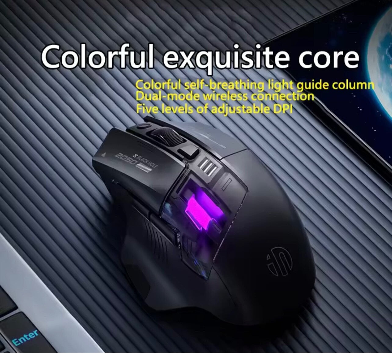 Inphic A9 Wireless Gaming Mouse Silent Bluetooth Rechargeable w/ Battery Display