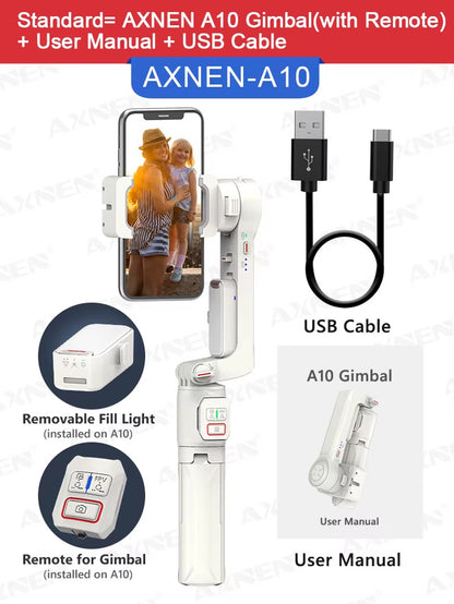 GIMBAL STABILIZER for SMART Phone MOBILE TRIPOD SELFIE STICK LIGHT EXTENSION