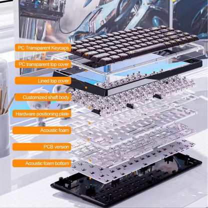 ATTACK SHARK K75 RGB Transparent Compact Gaming Mechanical Keyboard Tri Mode