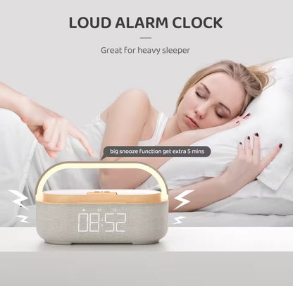 Bluetooth Speaker Clock 15W Wireless Charger Night Light Alarm 1800mAh