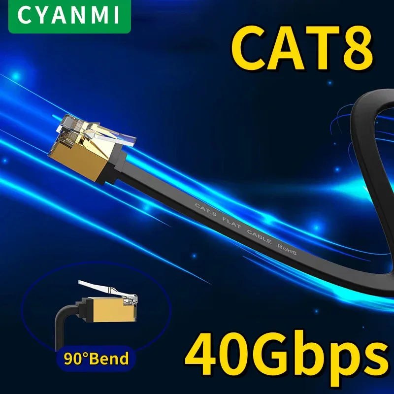 CAT 8 Ethernet Cable – 40Gbps High-Speed LAN, Flat RJ45 Design for PC and Modem - ZeeTec Store