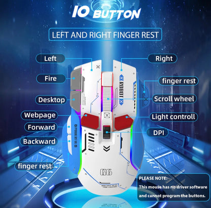 Attack Shark G6 Tri-Mode Wireless Wired Gaming Mouse RGB 4000DPI Silent for PC M