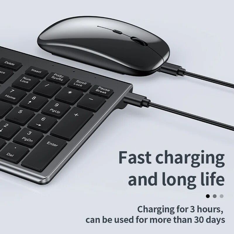 Wireless Keyboard Mouse Slim Rechargeable Multi-Device for Laptop Computer