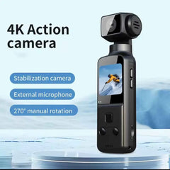 HD Sports Camera 4K - High-Definition 16MP Sensor, 1.33-inch LCD, 270° Rotatable, WiFi Connection, 1000mAh Battery, Multiple Shooting Modes, Clear Audio with Collar Microphone, Stable Wide-Angle