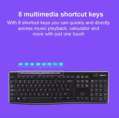 Logitech MK270 Wireless Keyboard Mouse Combo 2.4G USB Full Size 104 Keys PC