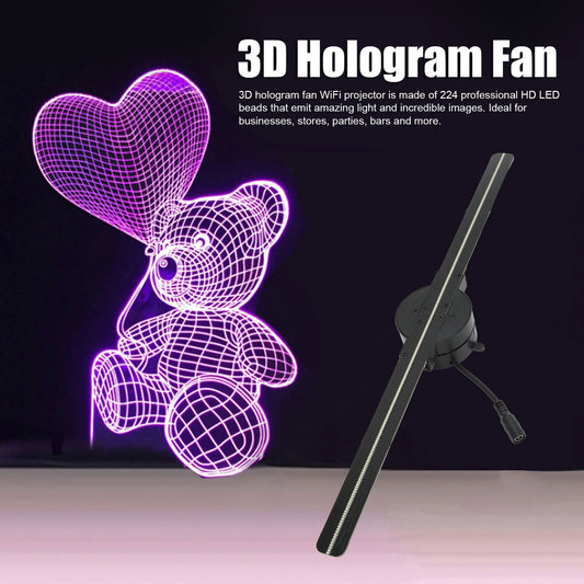 16.5” 3D Hologram Fan Projector – 224 LED Beads, WiFi, Memory Card Support, High