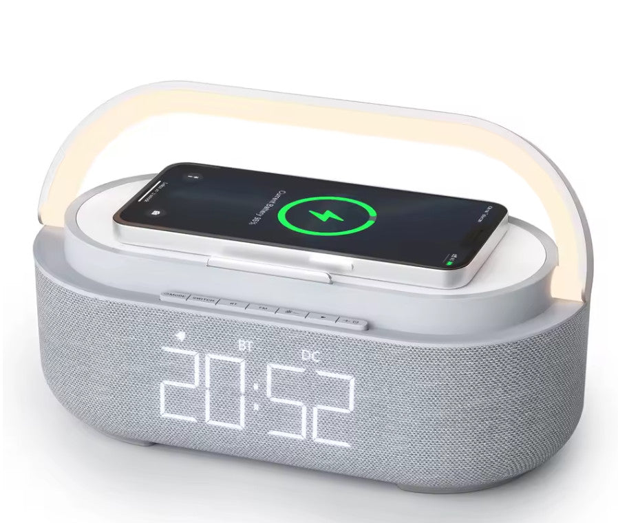 Bluetooth Speaker Clock 15W Wireless Charger Night Light Alarm 1800mAh
