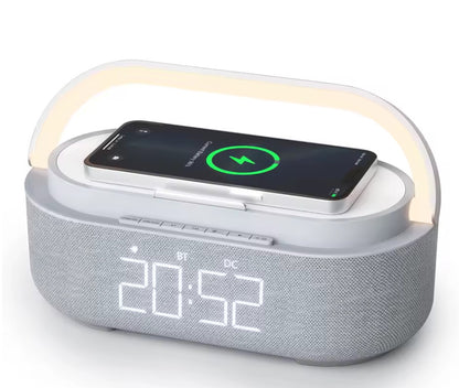 Bluetooth Speaker Clock 15W Wireless Charger Night Light Alarm 1800mAh