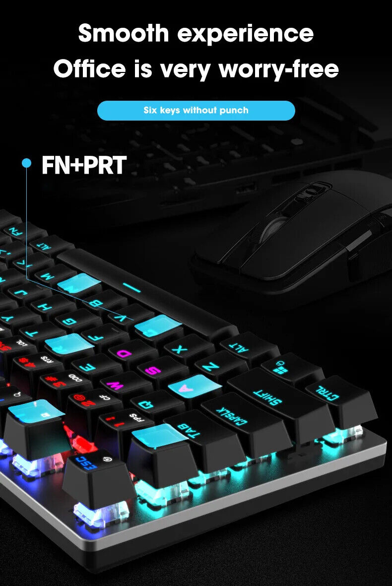 WIRED MECHANICAL KEYBOARD104 FULL KEYS METAL PANEL RGB CUSTOMIZABLE BACKLIGHT