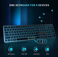 Bluetooth Backlit Wireless Keyboard Multi-Device for Laptop iPad Tablet MAC