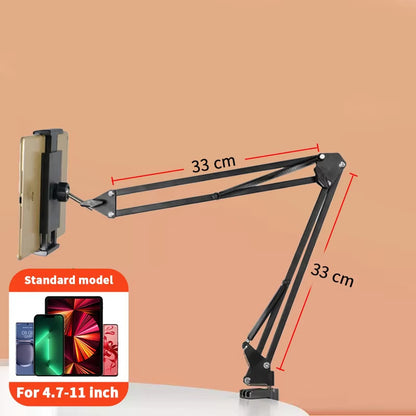 ADJUSTABLE LONG ARM TABLET STAND SMARTPHONE HOLDER DESKTOP ROTATING CLAMP MOUNT