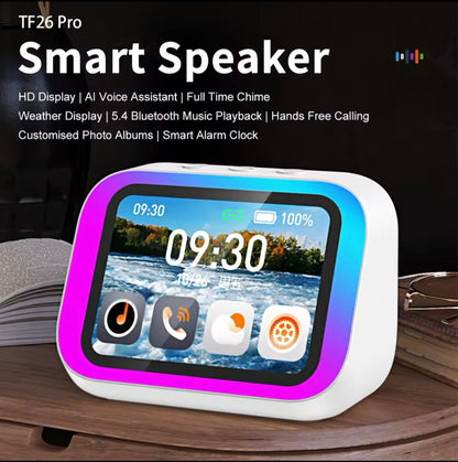 Smart Bluetooth Speaker Clock w/ Display, Weather, Temp, Voice Assistant