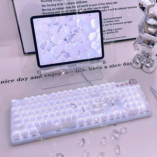 Wired Transparent Mechanical Gaming Keyboard – 104 Keys, RGB Backlit, PC & Lapto