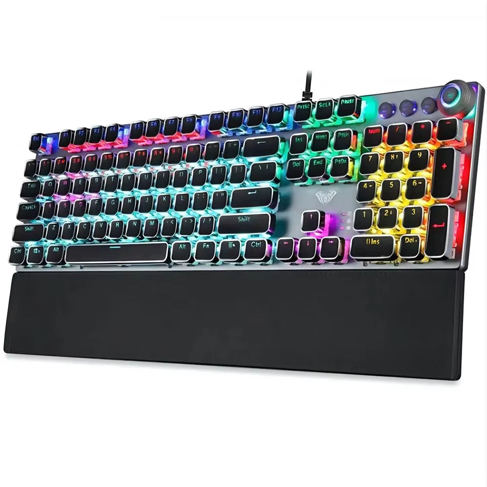 Wired Mechanical Keyboard 104 keys Blue Switch, 22 Mixed Backlight Design
