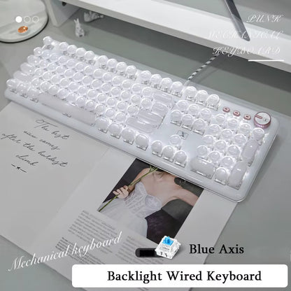Wired Transparent Mechanical Gaming Keyboard – 104 Keys, RGB Backlit, PC & Lapto