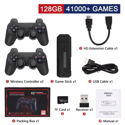 Retro 4K HD Video Game Console – 128GB, 40,000 Games, Wireless Controller, Plug