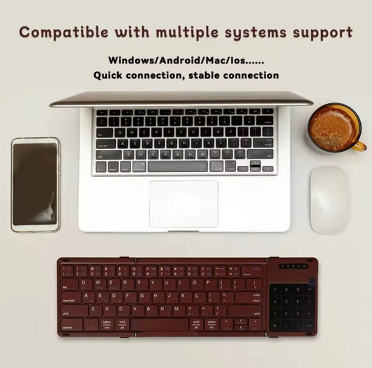 Folding Bluetooth Keyboard Digital Num Touchpad for iOS Android Windows PC Mac