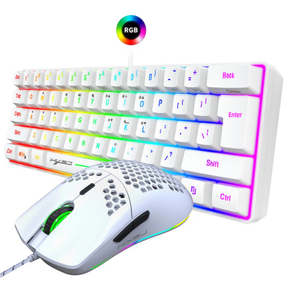 Wired Gaming Keyboard & Mouse Bundle 61-Key RGB Keyboard, 6-Button Programmable