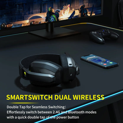 BINNUNE Wireless & Wired Gaming Headset Mic for PS5, PS4, PC Mac Playstation