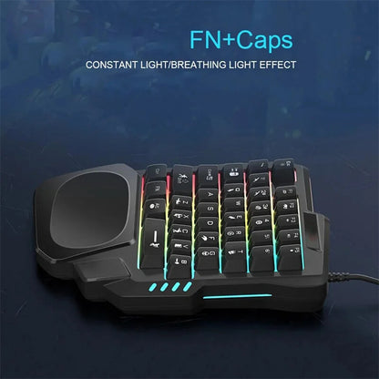 Wired Gaming Keyboard Single Hand 35 Keys RGB Backlight Anti-Ghosting