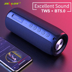 PORTABLE BLUETOOTH SPEAKER, Built in dual 52mm big speaker drive units, 3D surround bass and stereo sound quality with built in sensitive microphone, multiple playback modes,TWS connection support two speakers pair, built in 2200mAh