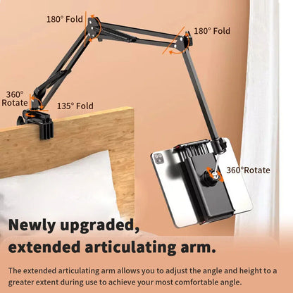 ADJUSTABLE LONG ARM TABLET STAND SMARTPHONE HOLDER DESKTOP ROTATING CLAMP MOUNT