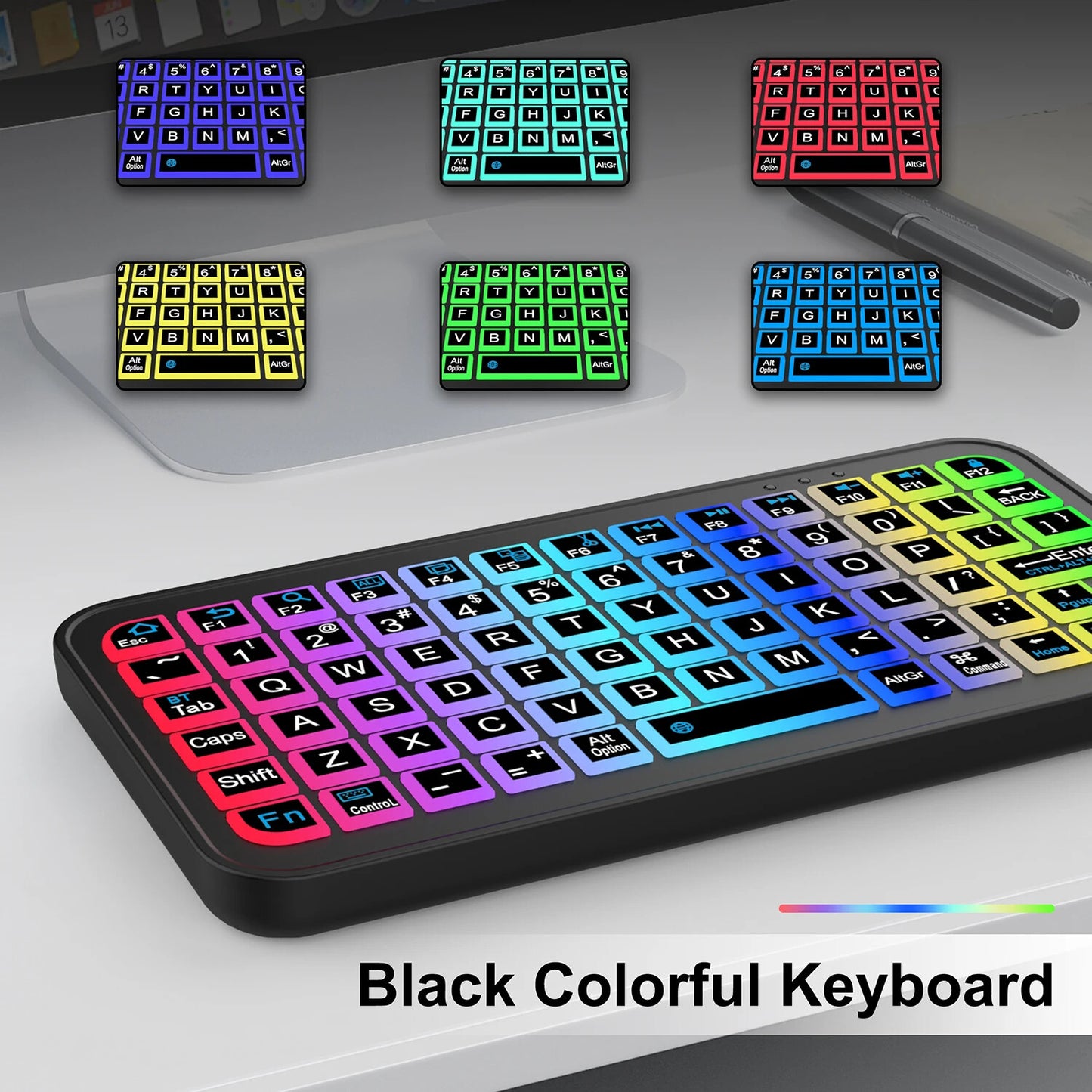WIRELESS KEYBOARD MOUSE COLORFUL LUMINOUS ADJUSTABLE BACKLIGHT TABLET PHONE PC