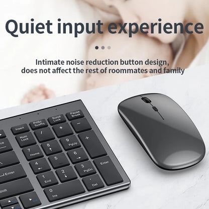 Wireless Keyboard Mouse Slim Rechargeable Multi-Device for Laptop Computer