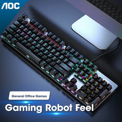 WIRED MECHANICAL KEYBOARD104 FULL KEYS METAL PANEL RGB CUSTOMIZABLE BACKLIGHT
