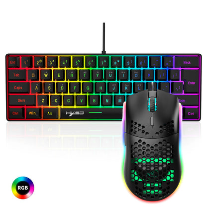 Wired Gaming Keyboard & Mouse Bundle 61-Key RGB Keyboard, 6-Button Programmable