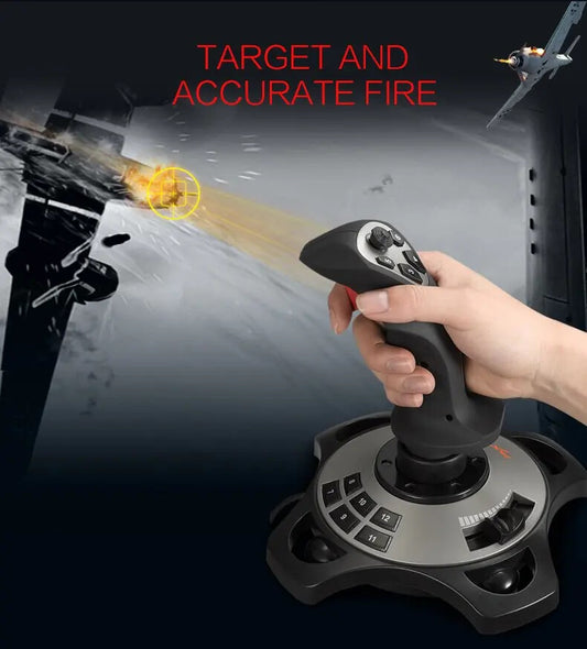 Flight Simulator Joystick Gamepad Controller w/ Throttle for PC Gaming Sim