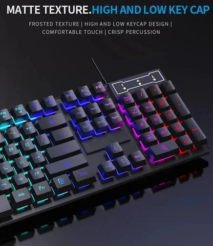 WIRED KEYBOARD MOUSE SET 104 Keys BACKLIT LUMINOUS COOL LIGHTING