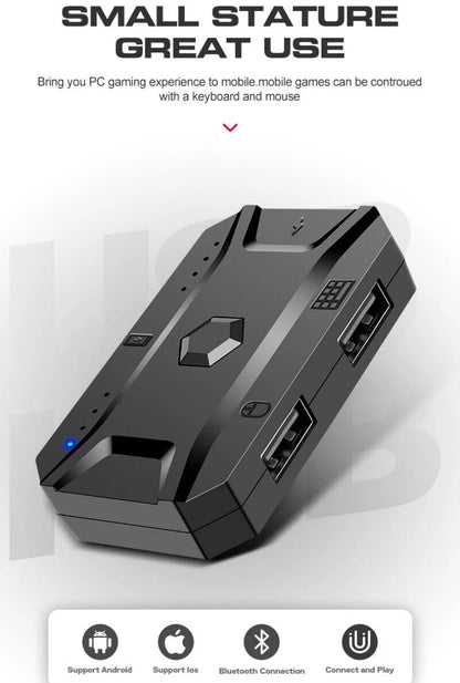 T-Wolf One Handed Gaming Keyboard Mouse Converter Mobile Game Backlight