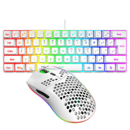 Wired Gaming Keyboard & Mouse Bundle 61-Key RGB Keyboard, 6-Button Programmable