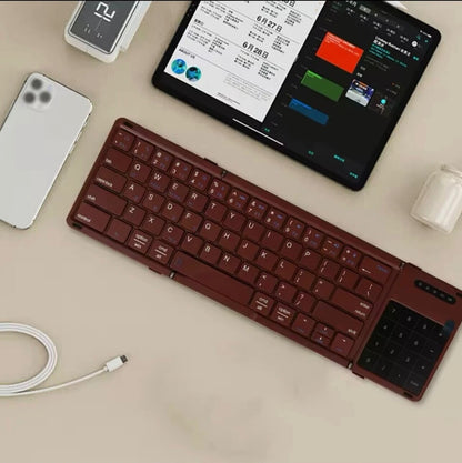 Folding Bluetooth Keyboard Digital Num Touchpad for iOS Android Windows PC Mac