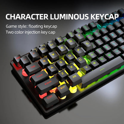 2.4G WIRELESS KEYBOARD MOUSE Set RGB BACKLIGHT RECHARGABLE KEYCAP RETRO