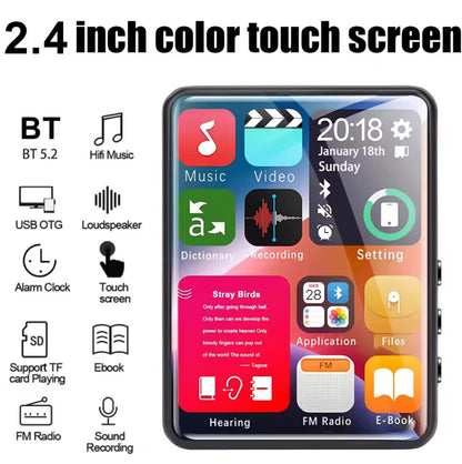 2.4" Touchscreen MP3 MP4 Player Bluetooth HiFi HD FM Record 4GB & support 128GB
