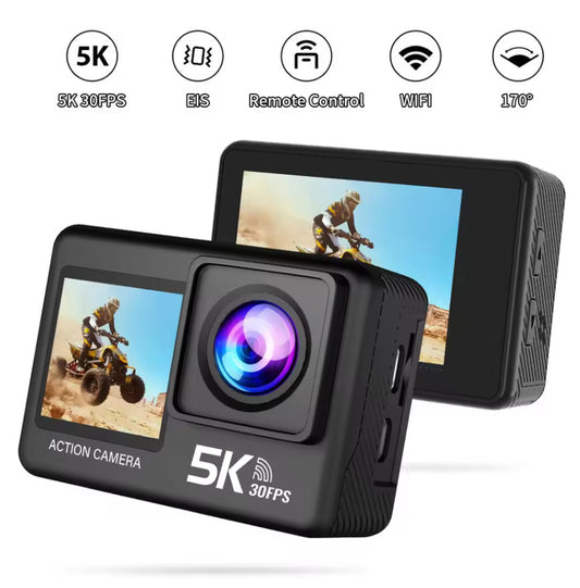 5K Action Camera Dual Display Screens WiFi Touch 170° Wide Sports Cam+Remote